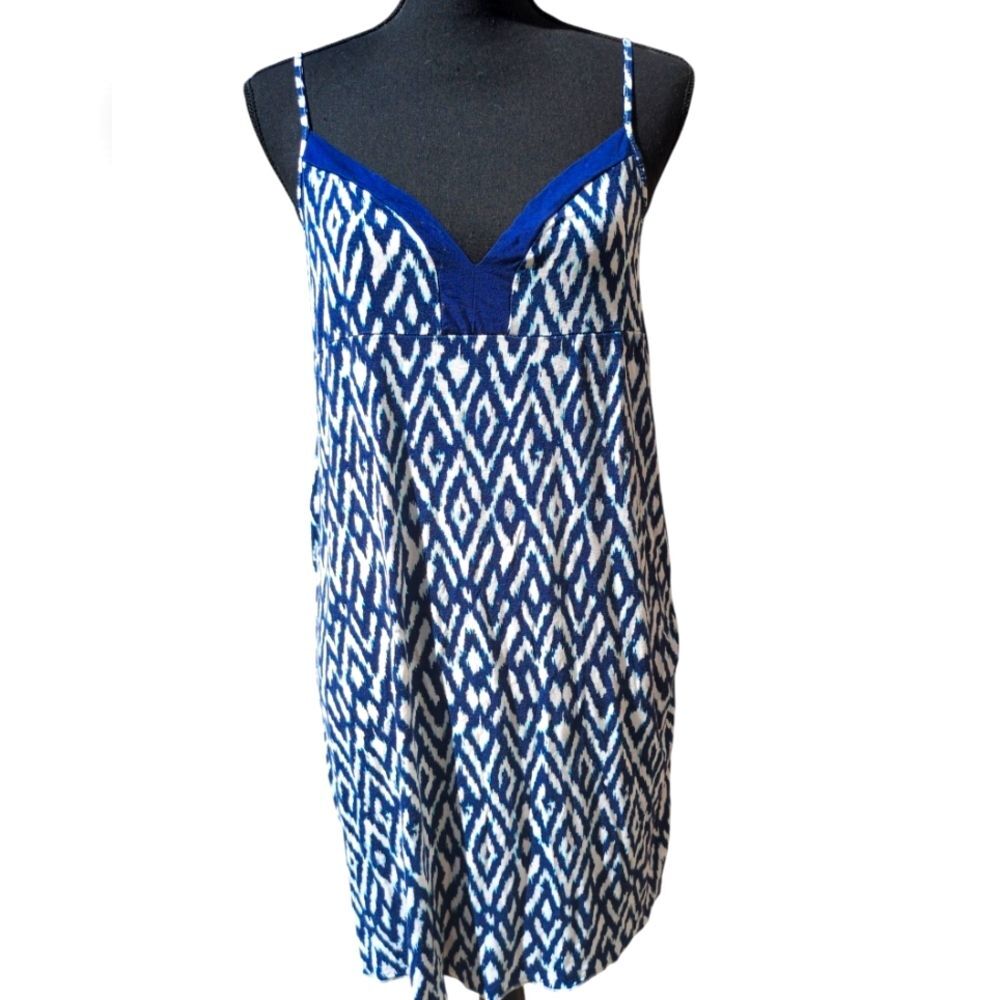 Tart Intimates Women's Blue & White Ikat Print Slip Dress/lounge wear - Size L